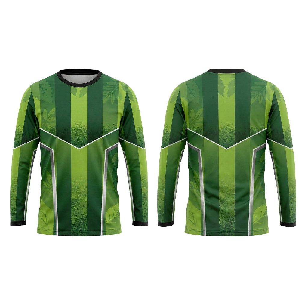 Custom Green Vertical Panel Lawn Care Uniform Shirt