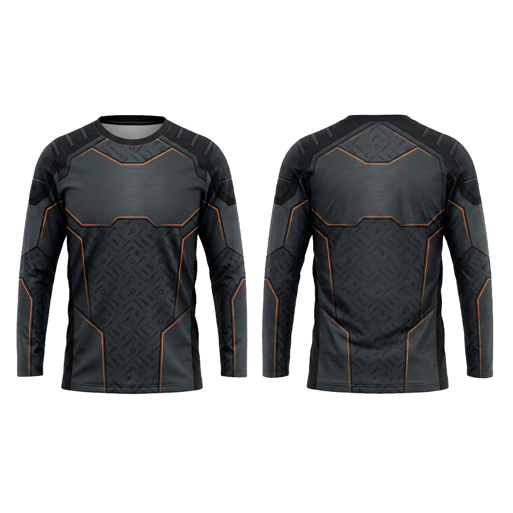 Custom Orange Tool Pattern Automotive Work Uniform Shirt
