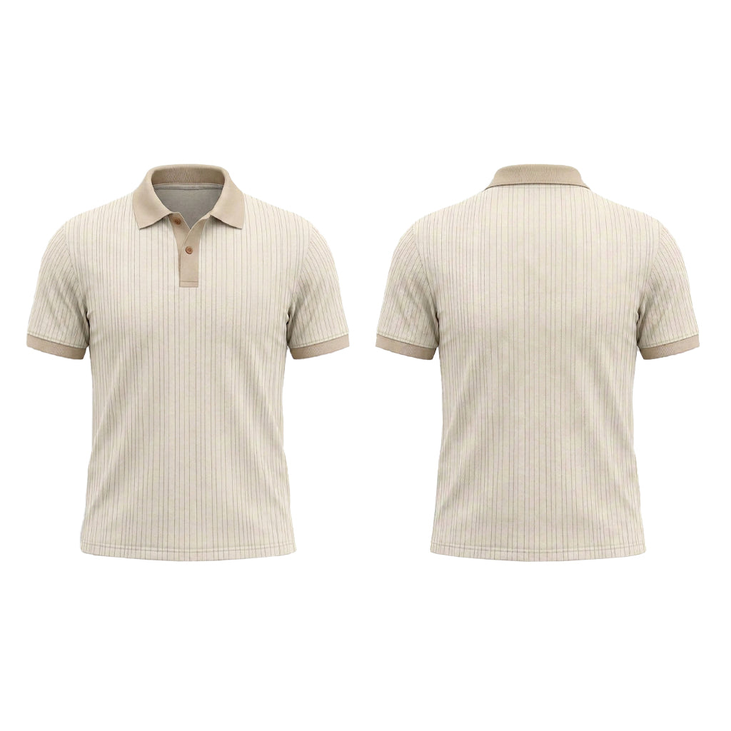 Custom Cream Pinstripe Office Polo Shirt