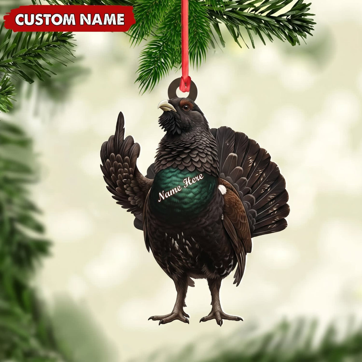 MollyTee Grouse Hunting Middle Finger Gesture Funny Grouse Hunter Gift Customized Name 3D-Look Keychain And Ornament - image 1