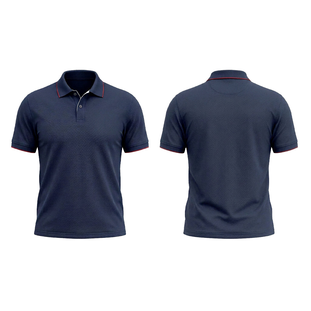 Custom Navy Red Trim Office Polo Shirt