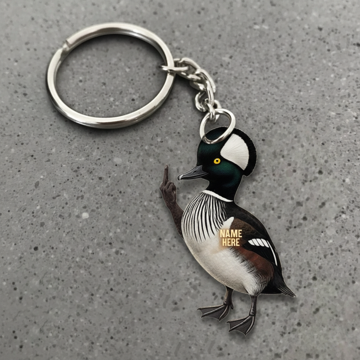 MollyTee Personalized Funny Hooded Merganser Fukin' Finger Hunting Acrylic Christmas Ornament And Keychain Custom Gift For Hunters 2D Flat - image 1