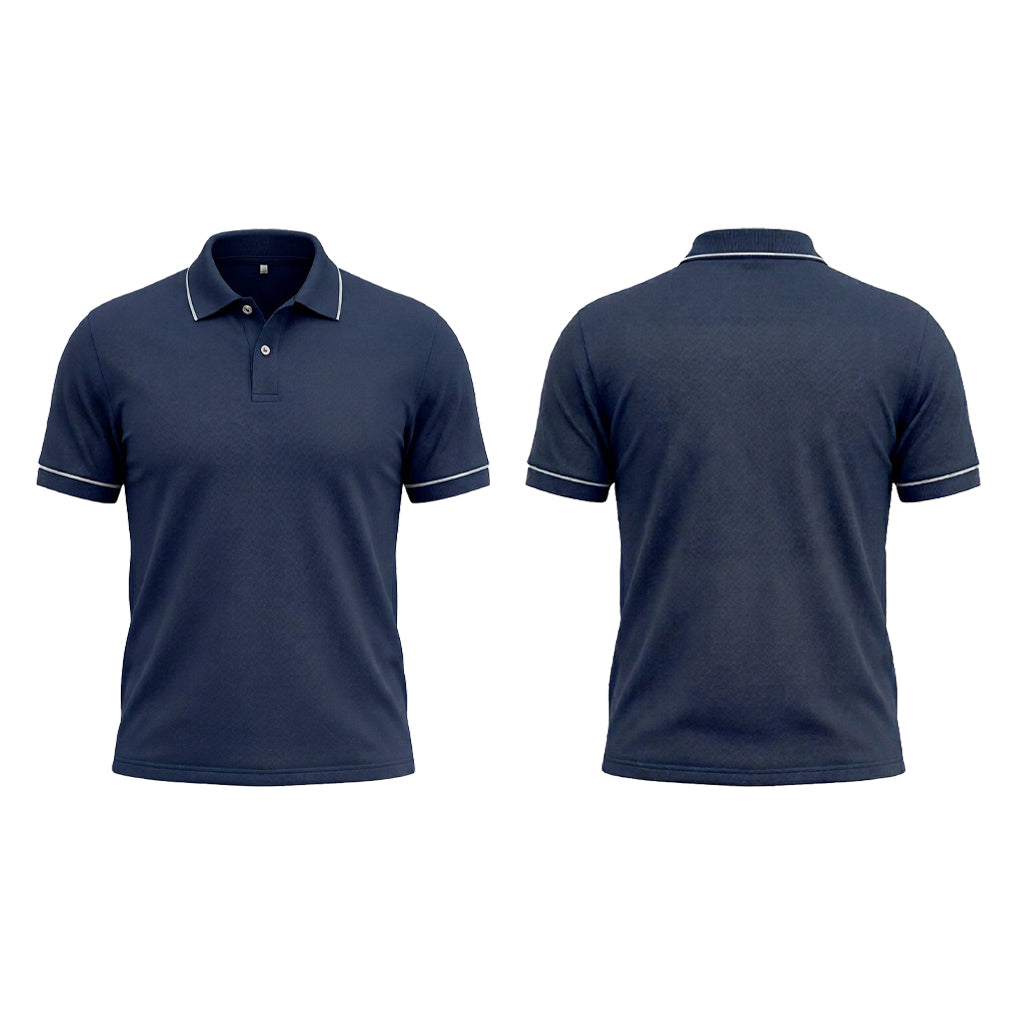 Custom Navy Circle Logo Office Polo Shirt