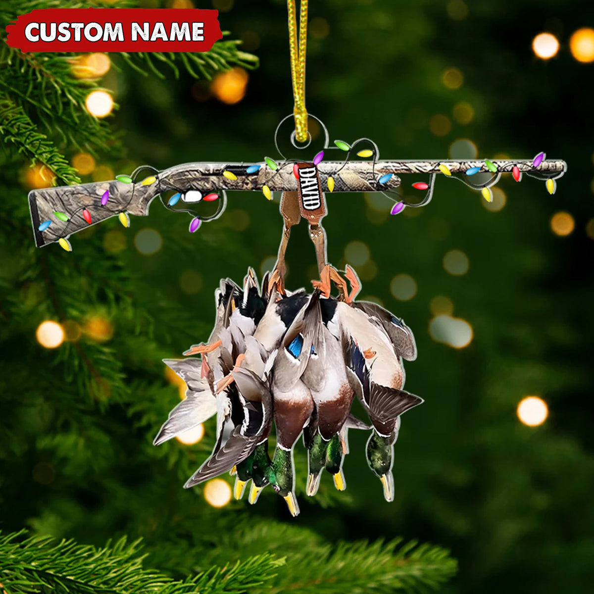 MollyTee Personalized Duck Hunting Acrylic Christmas Ornament - Custom Name Shotgun Gift For Hunters - image 5