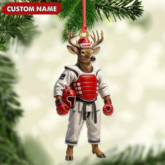 MollyTee Custom Name Deer Karate Ornament, Taekwondo Christmas Gift Decor - image 2