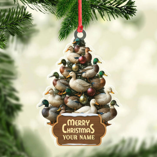 MollyTee Funny Duck Christmas Tree Acrylic Ornament - Personalized Hunting Gift, Mallard Duck Lover Decoration, Rustic Country Holiday Decor - image 2