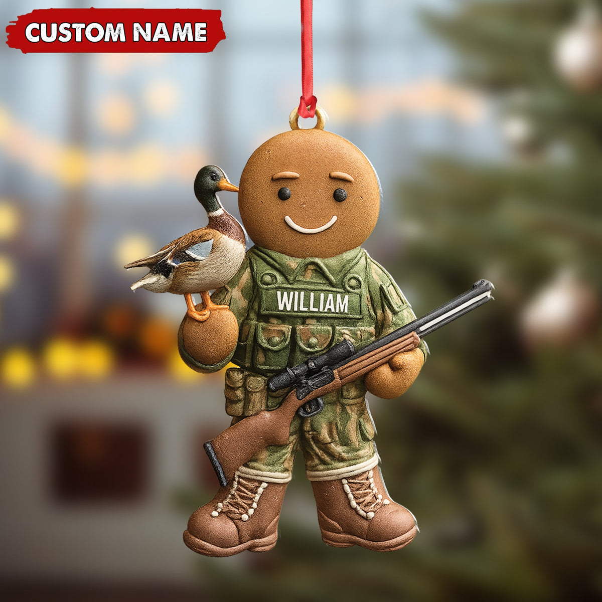 MollyTee Personalized Hunter Gingerbread Christmas Ornament - Funny Acrylic Holiday Decor Gift - image 3