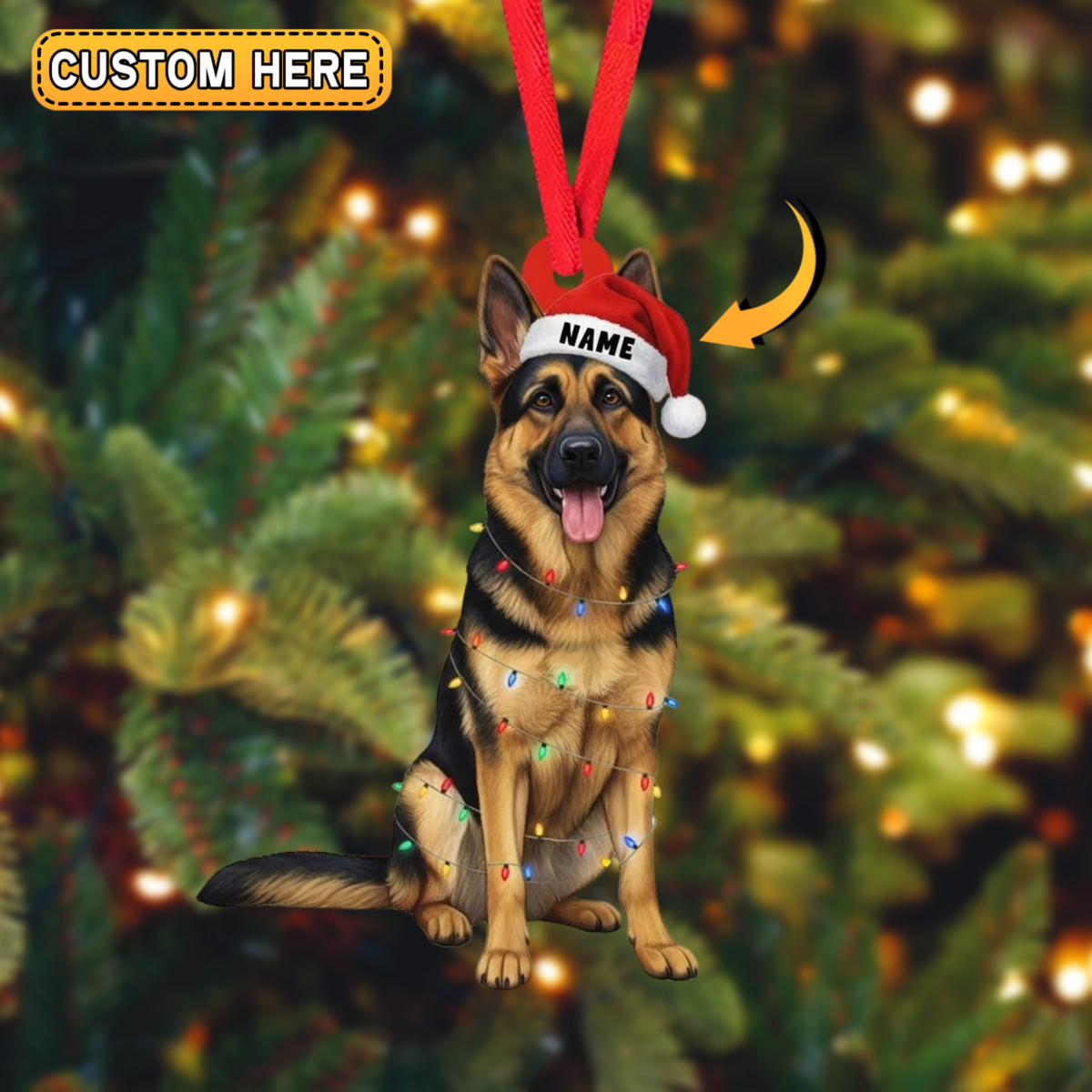 MollyTee Personalized German Shepherd Dog Christmas Ornament, Flat 2D Ornament, 2D Flat - image 1