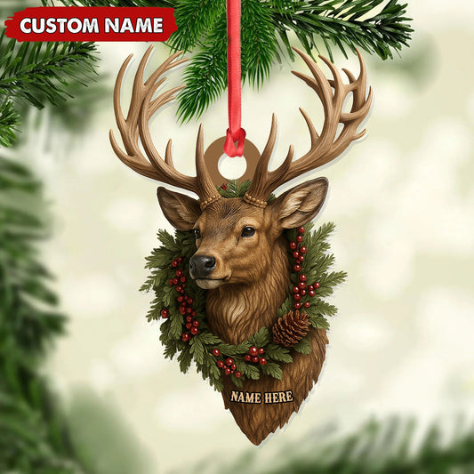 MollyTee Personalized Rustic Deer Head Christmas Acrylic Ornament - 3D-Look Holiday Decor & Perfect Gift for Hunters & Nature Lovers - image 2