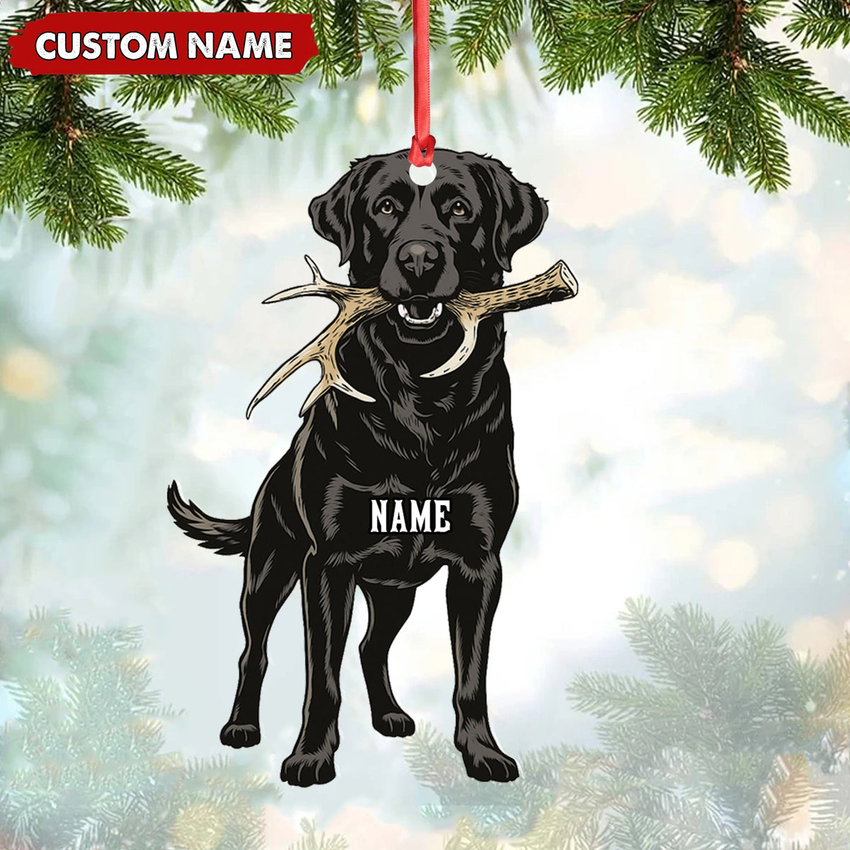 MollyTee Personalized Black Lab Dog Christmas Ornament - Personalized Hunting Dog Acrylic Decor - image 1