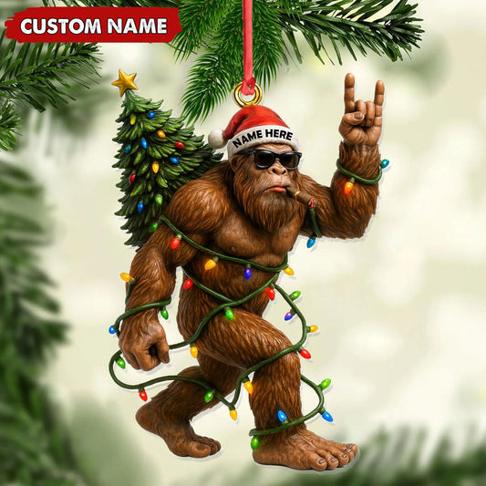 MollyTee Personalized Bigfoot Christmas Ornament, Custom Name Funny Holiday Gift for Hunters - image 2
