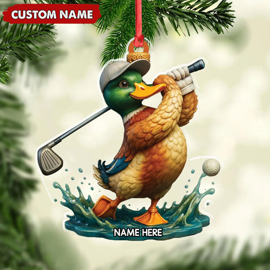 MollyTee Personalized Acrylic Duck Golf Christmas Ornament - Custom Name Funny Hunter Gift for Golf Lovers - image 2