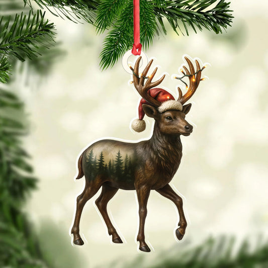 MollyTee Rustic Deer Christmas Ornament, Woodland Reindeer Holiday Tree Decoration - image 2
