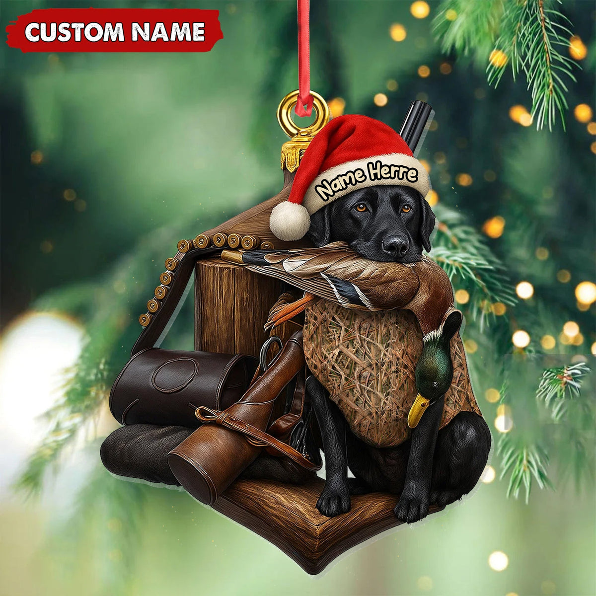 MollyTee Personalized Duck Hunting Dog Ornament, Custom Name Christmas Gift for Hunters - image 3