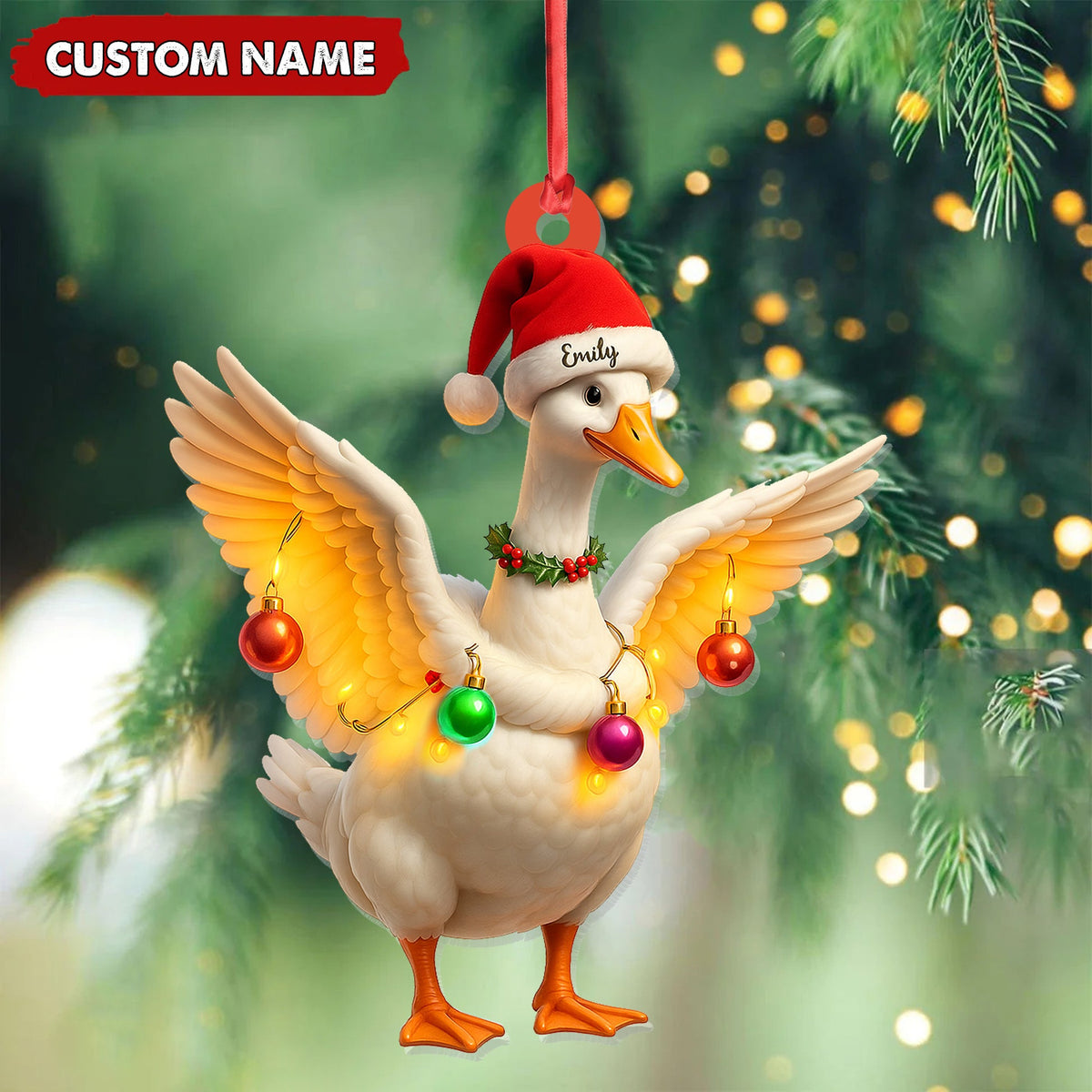 MollyTee Custom Funny Christmas Duck Decoration Acrylic Ornament - Cute Personalized Holiday Gift for Friends & Duck Lovers - image 3