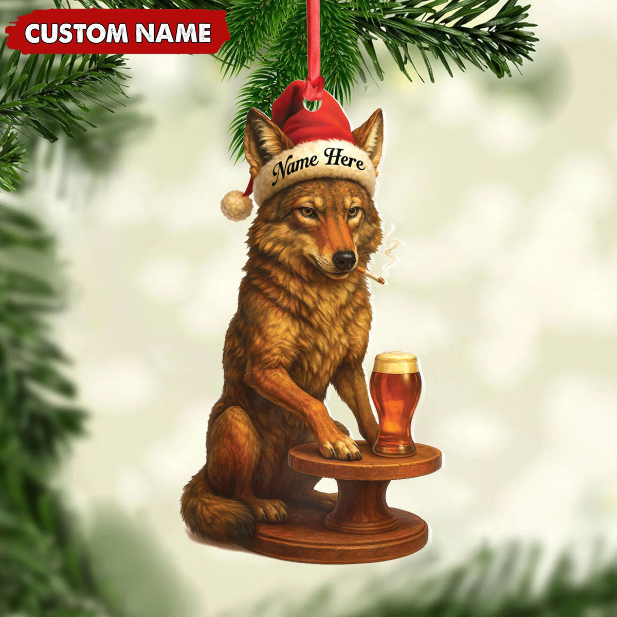 MollyTee Personalized Acrylic Wolf Coyote Christmas Ornament - Personalized Holiday Decoration for Hunters & Wildlife Lovers - image 1
