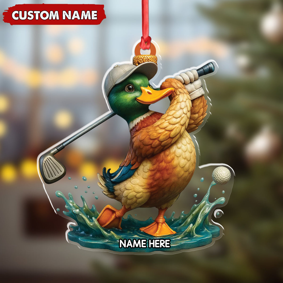 MollyTee Personalized Acrylic Duck Golf Christmas Ornament - Custom Name Funny Hunter Gift for Golf Lovers - image 4
