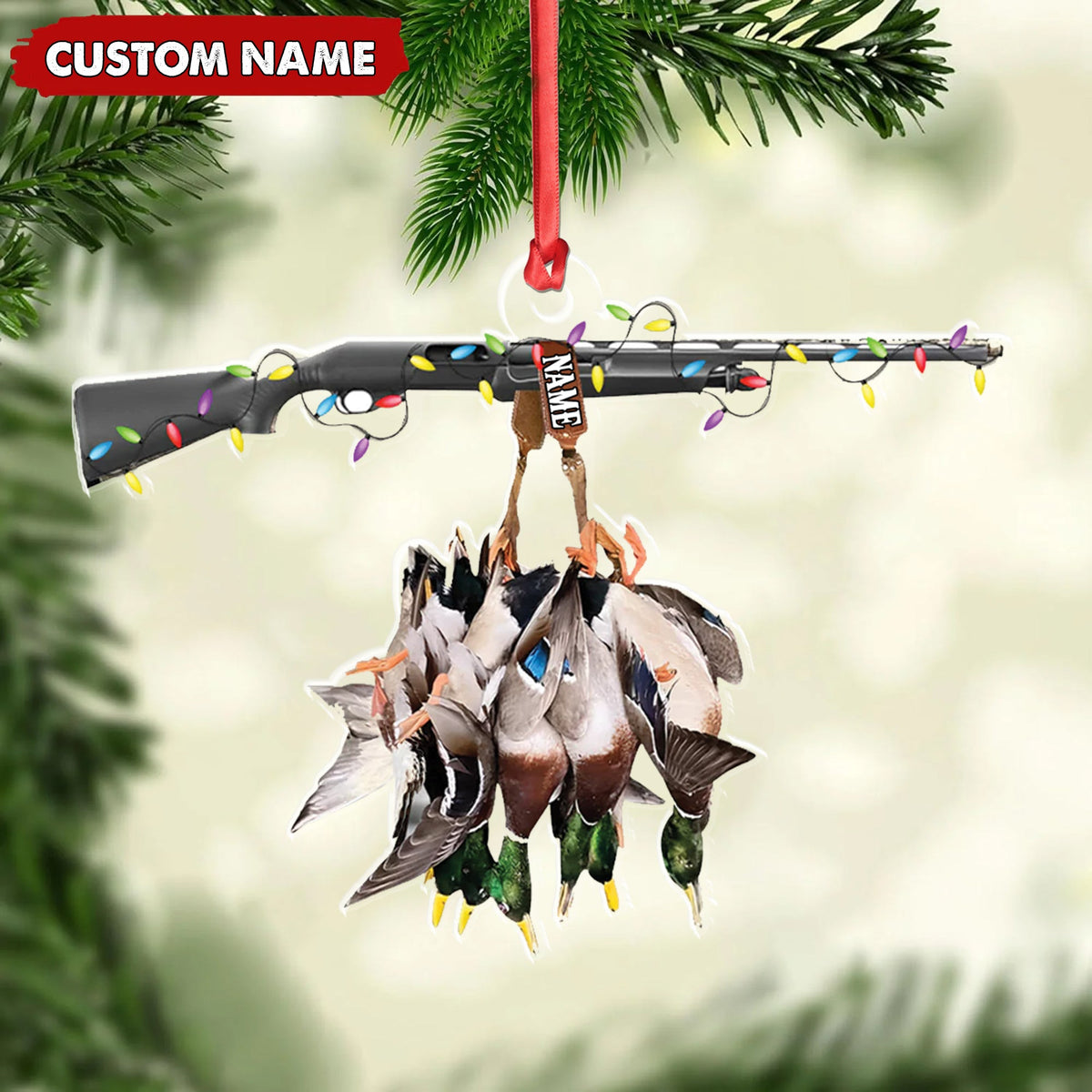 MollyTee Personalized Duck Hunting Acrylic Christmas Ornament - Custom Name Shotgun Gift For Hunters - image 7