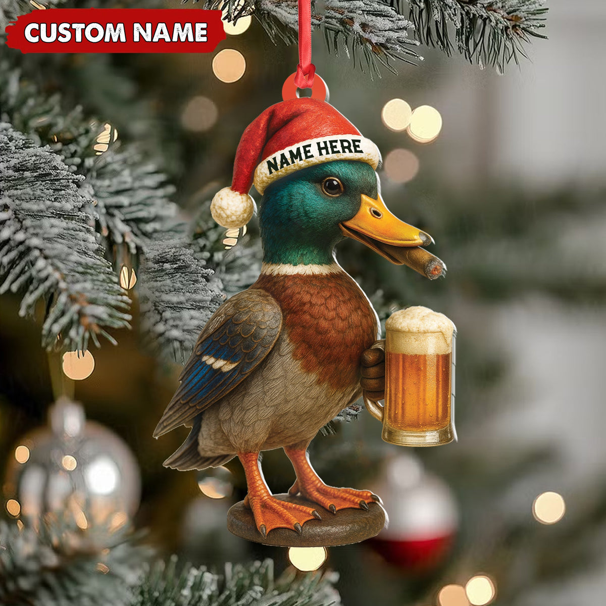 MollyTee Personalized Mallard Duck Christmas Acrylic Ornament Custom Name Holiday Decor for Hunters & Nature Lovers - image 5