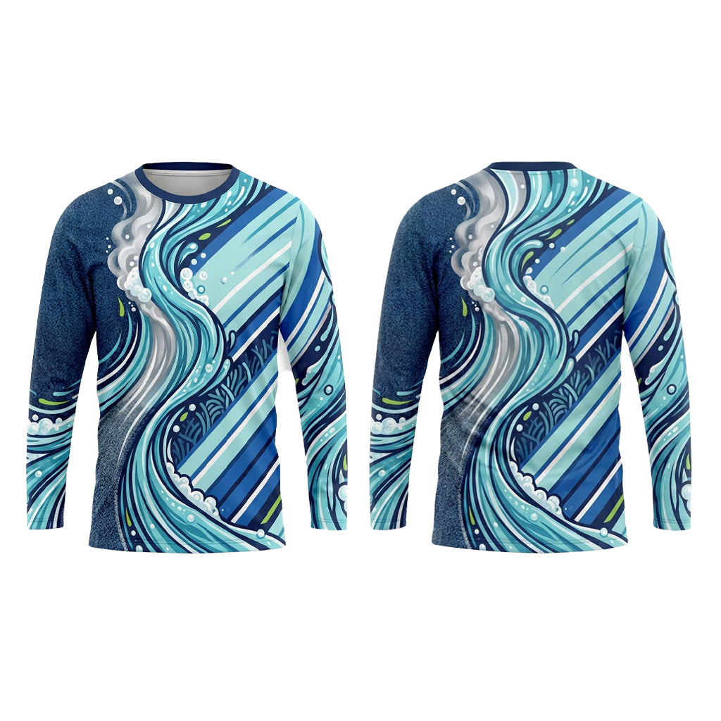 Custom Aqua Wave Stripe Carpet Cleaning Uniform Shirt