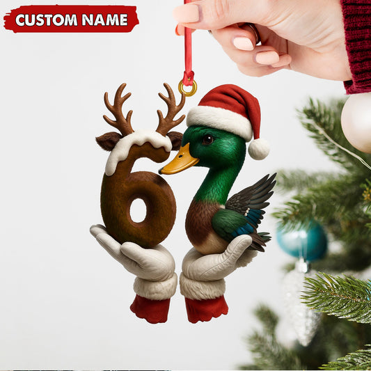 MollyTee Personalized Trend 67 Duck Christmas Ornament, Custom Name Six Seven Reindeer 6 and Duck Design, Funny Meme Holiday Tree Decoration - image 2