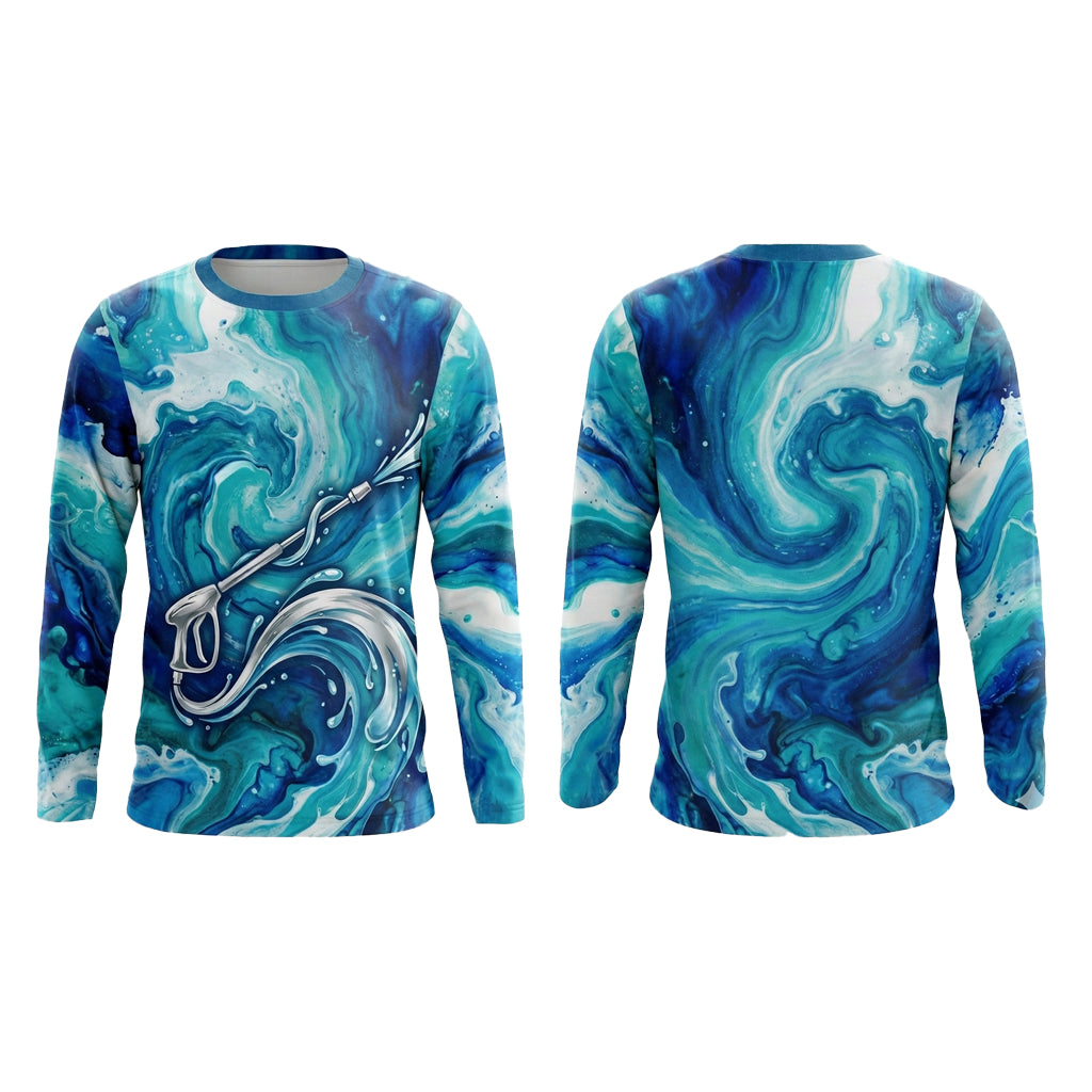 Custom Teal Foam Workwear Pressure Washing Shirt