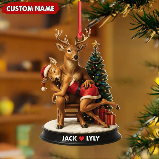 MollyTee Personalized Acrylic Deer Couple Christmas Ornament - Romantic Holiday Decor for Couples & Wildlife Lovers - image 2
