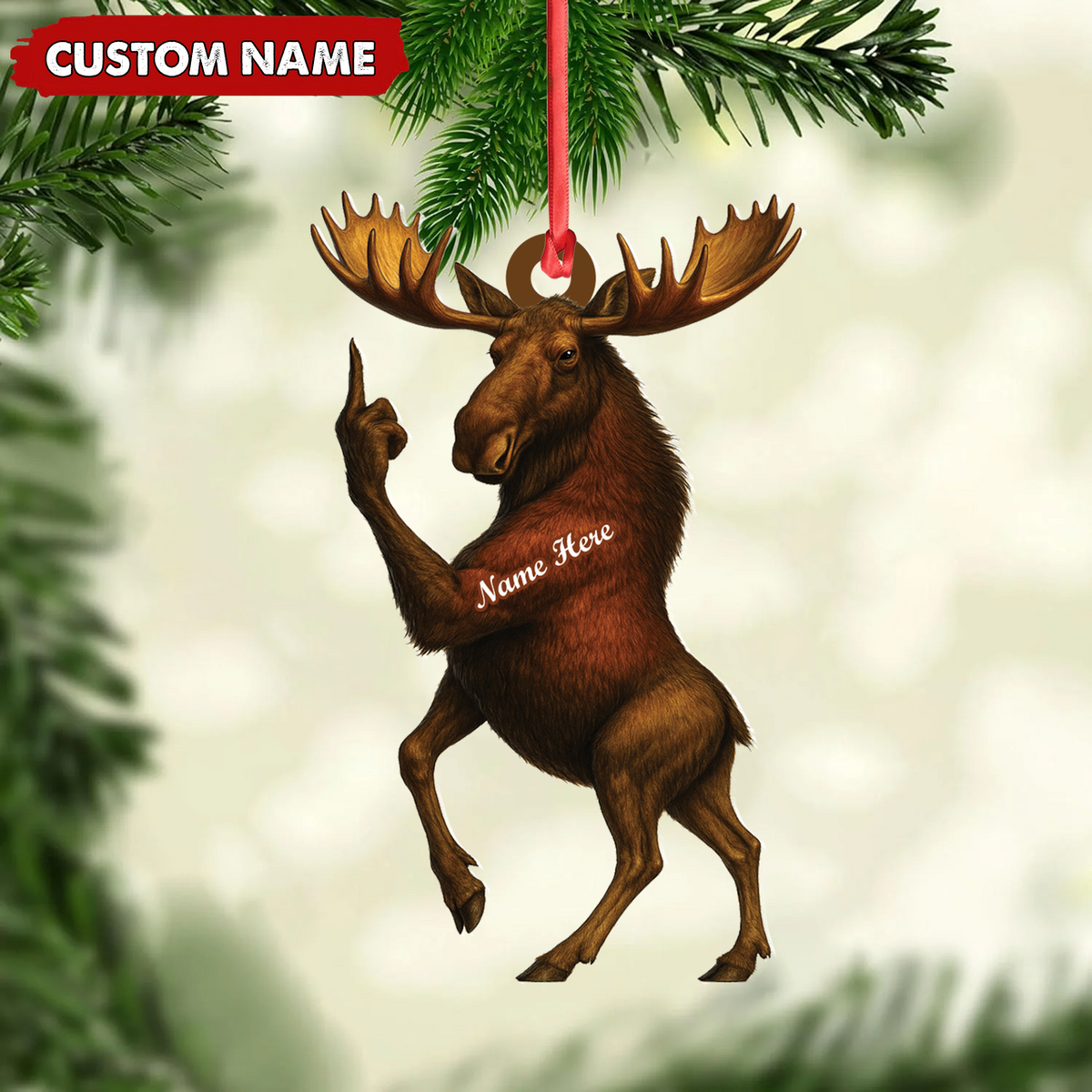 MollyTee Personalized Funny Moose Acrylic Christmas Ornament And Keychain- Custom Decoration Holiday Gift for Hunters 2D Flat - image 1