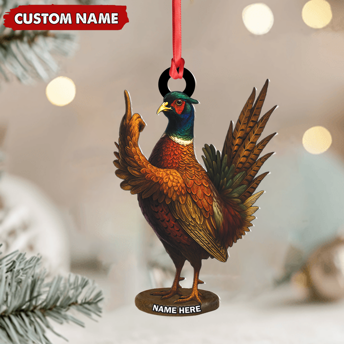 MollyTee Personalized Funny Pheasant Acrylic Ornament - Custom Christmas Gift for Hunters & Bird Lovers - image 4