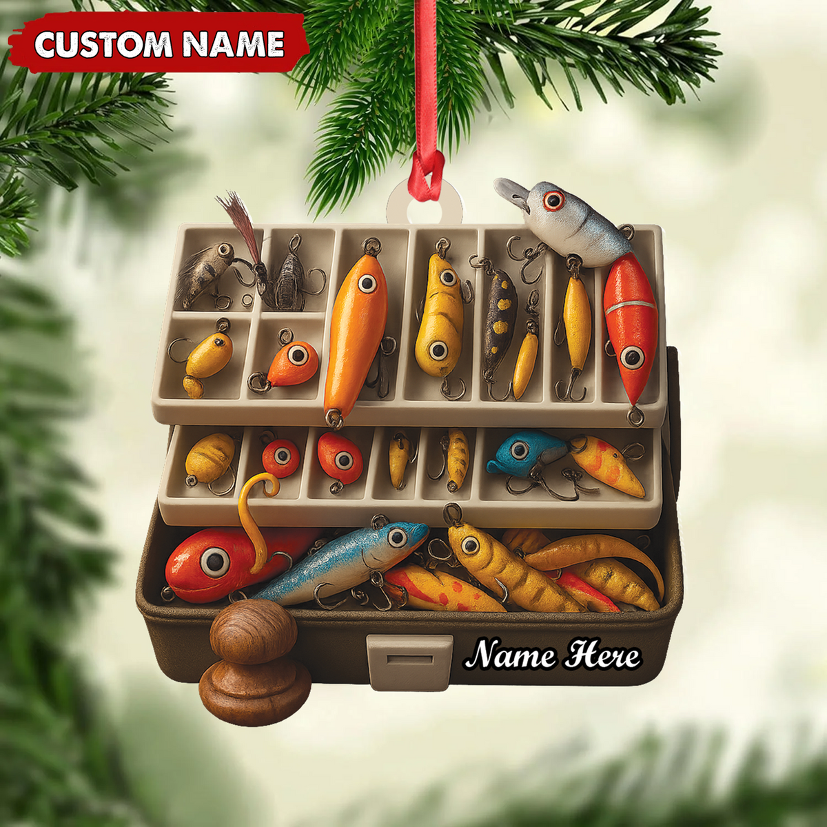 MollyTee Personalized Fishing Tackle Box Acrylic Ornamen - Custom Name Christmas Ornament for Fishermen, Anglers & Outdoor Lovers - image 4