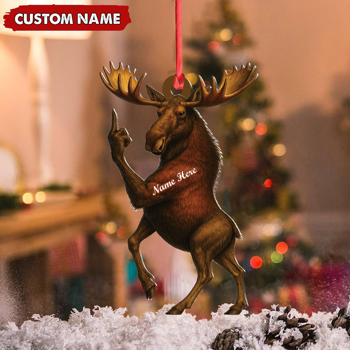 MollyTee Personalized Funny Moose Acrylic Christmas Ornament And Keychain- Custom Decoration Holiday Gift for Hunters 2D Flat - image 6