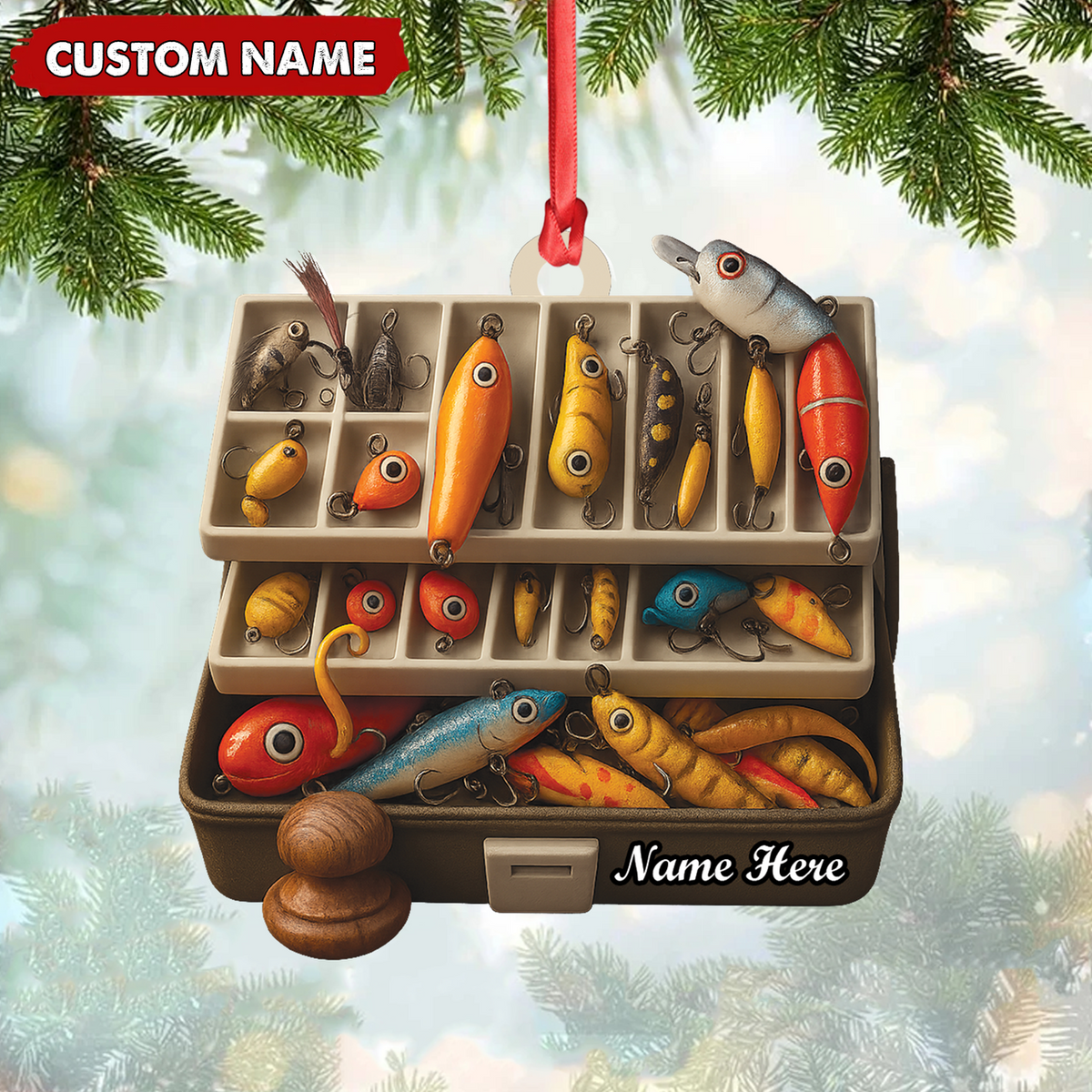 MollyTee Personalized Fishing Tackle Box Acrylic Ornamen - Custom Name Christmas Ornament for Fishermen, Anglers & Outdoor Lovers - image 1