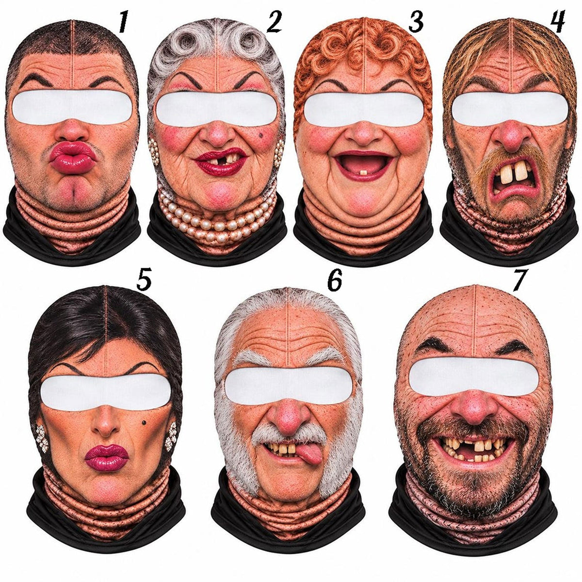 MollyTee Real-Face Illusion Facial Mask Balaclava Mask (7 emotions)