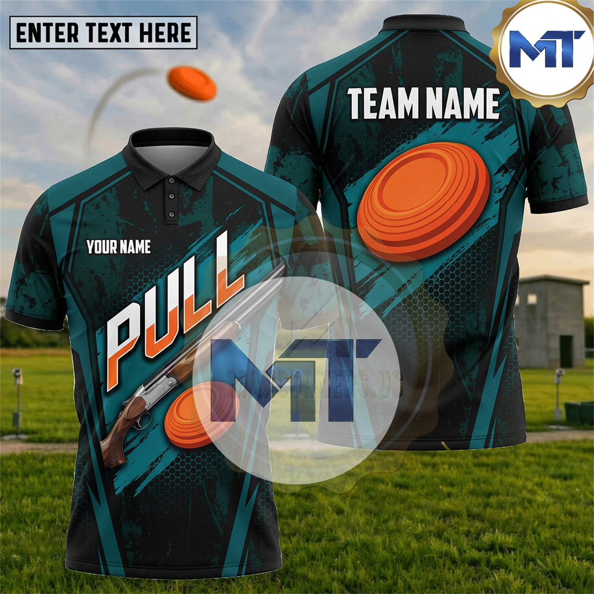Pull Clay Targets Dynamic Motion Trap Skeet Shooting Shirt - Cyan