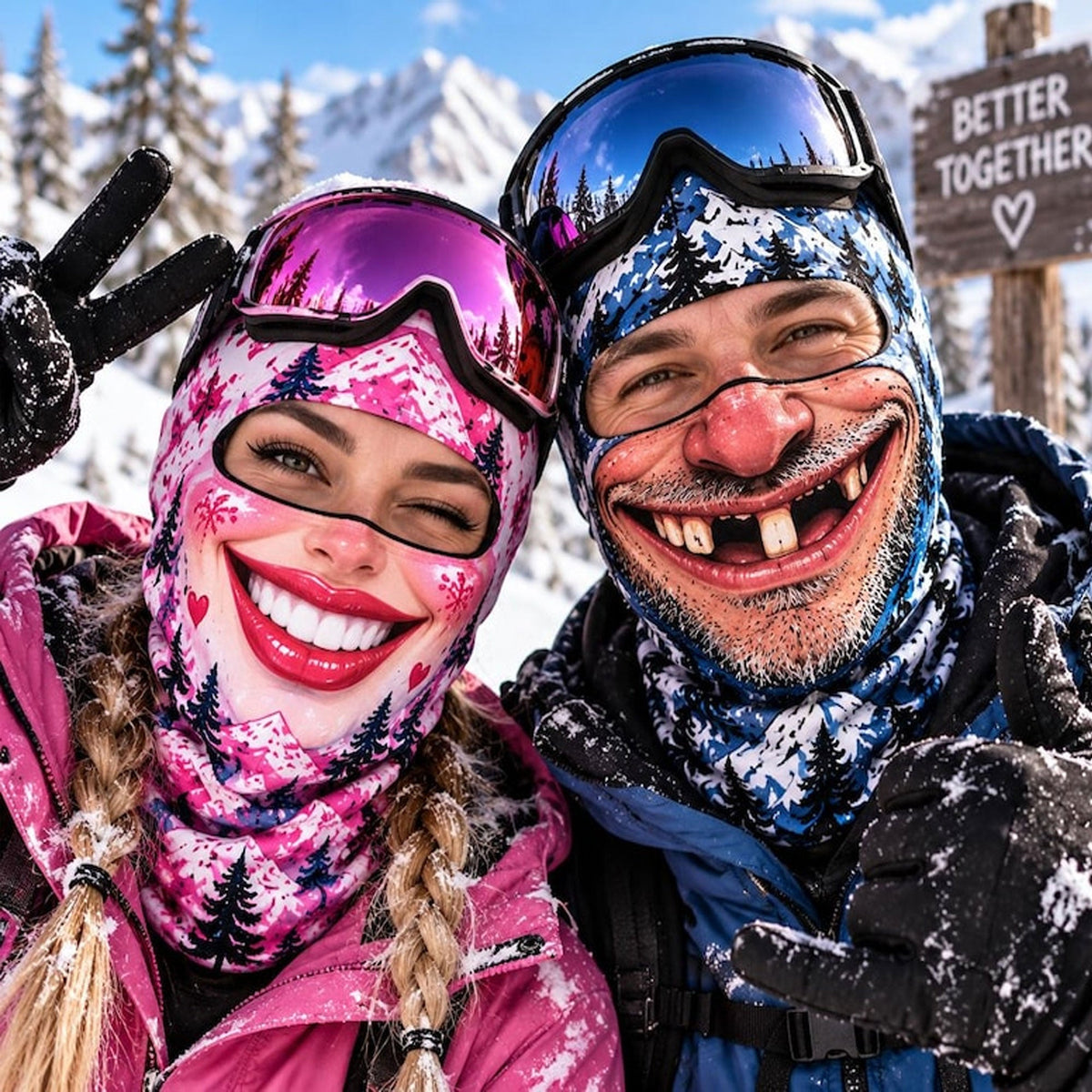MollyTee Funny Couple Ski Balaclava Face Mask