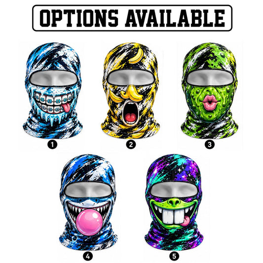 MollyTee Funny Monster Face Ski Mask Colorful Graffiti Full Face Balaclava – Snowboarding & Winter Sports Face Cover (5 animals)