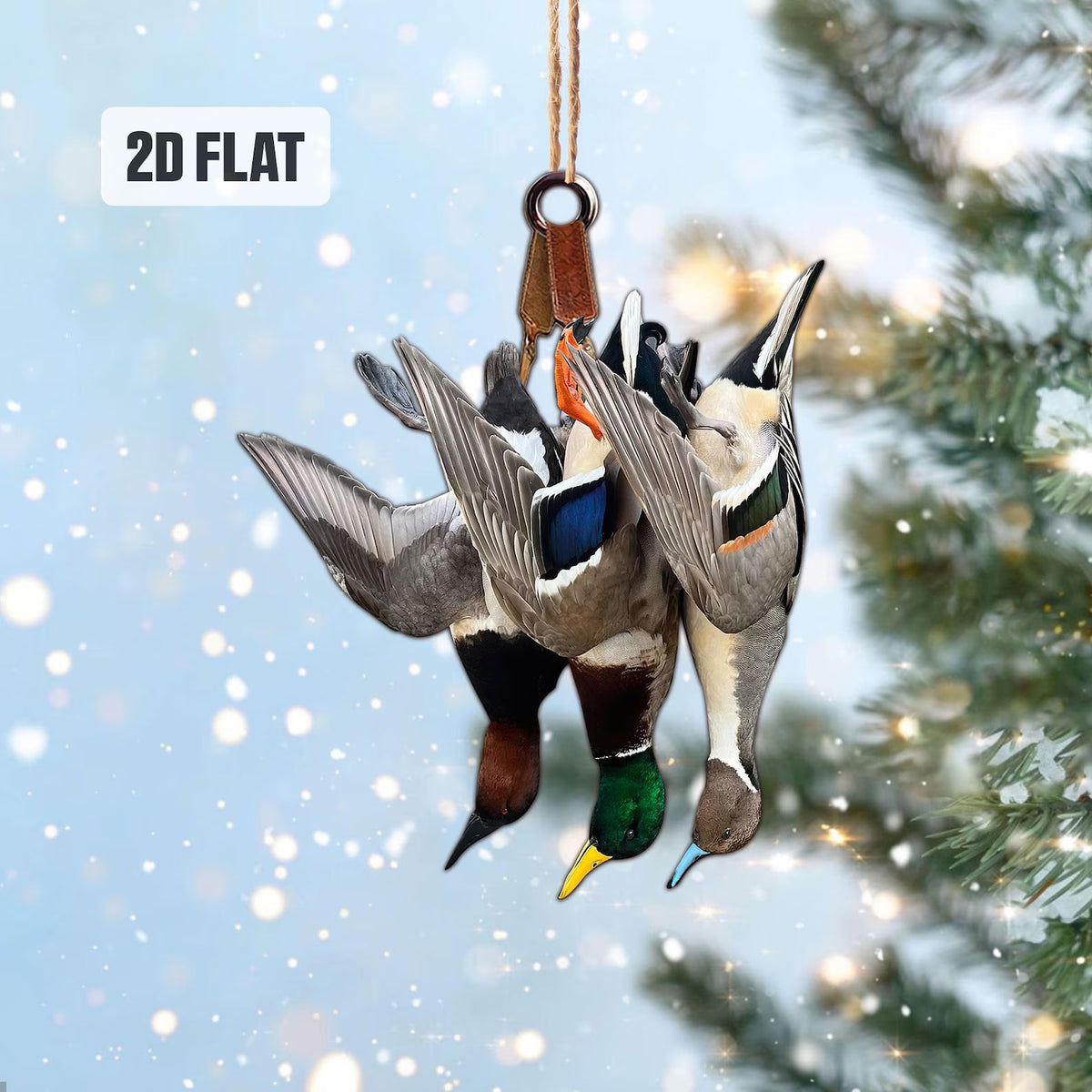 MollyTee Duck Hunting Flat Ornament, Hunting Rearview Mirror Car Accessories, Hunting Christmas Ornament, Xmas Gift for Dad, Husband, Hunting Lover 2D Flat - image 1
