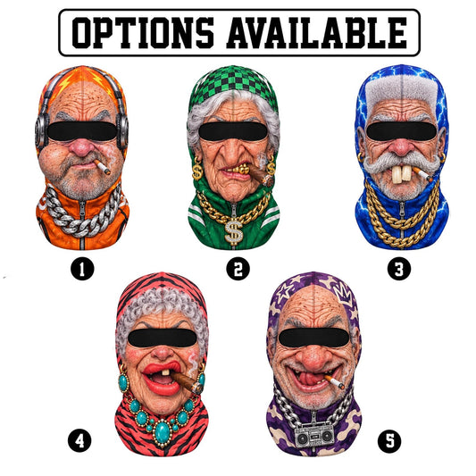 MollyTee Funny Hip Hop Grandpa Grandma Ski Mask (5 Faces)