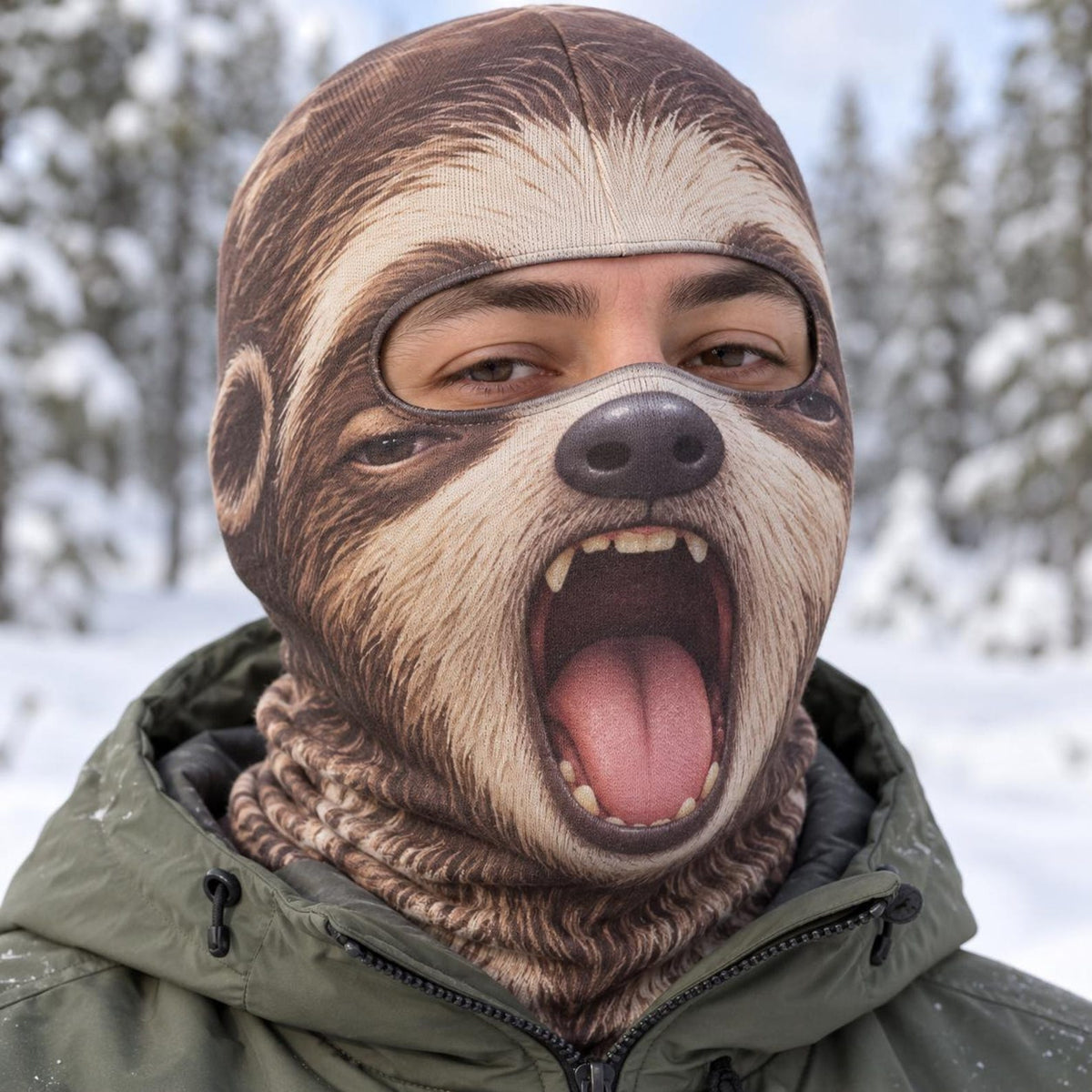 MollyTee Funny Animal Face Ski Mask Sloth Llama Frog Owl Walrus & Chameleon Cartoon Full Face Balaclava (10 animals)