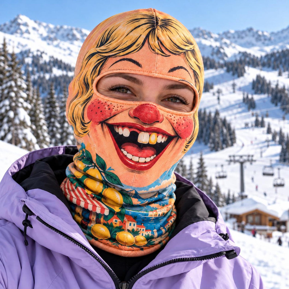 MollyTee Funny Cartoon Face Ski Mask Retro Clown Mustache Big Lips & Goofy Expressions Full Face Balaclava (10 faces)