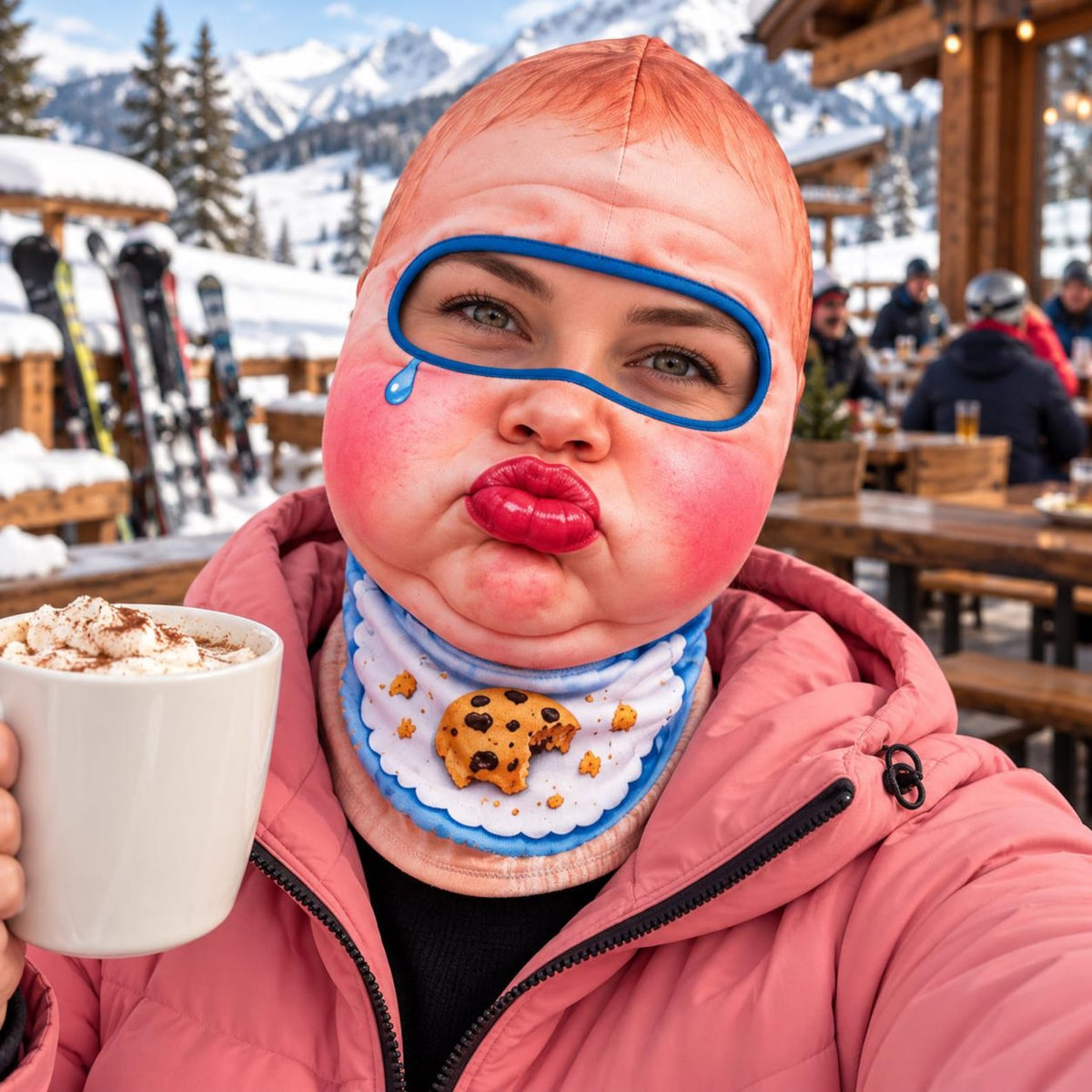 MollyTee Funny Crazy Face Ski Mask Gorilla Bubblegum Snow Monster Big Lips & Cartoon Expressions Full Face Balaclava (5 faces)