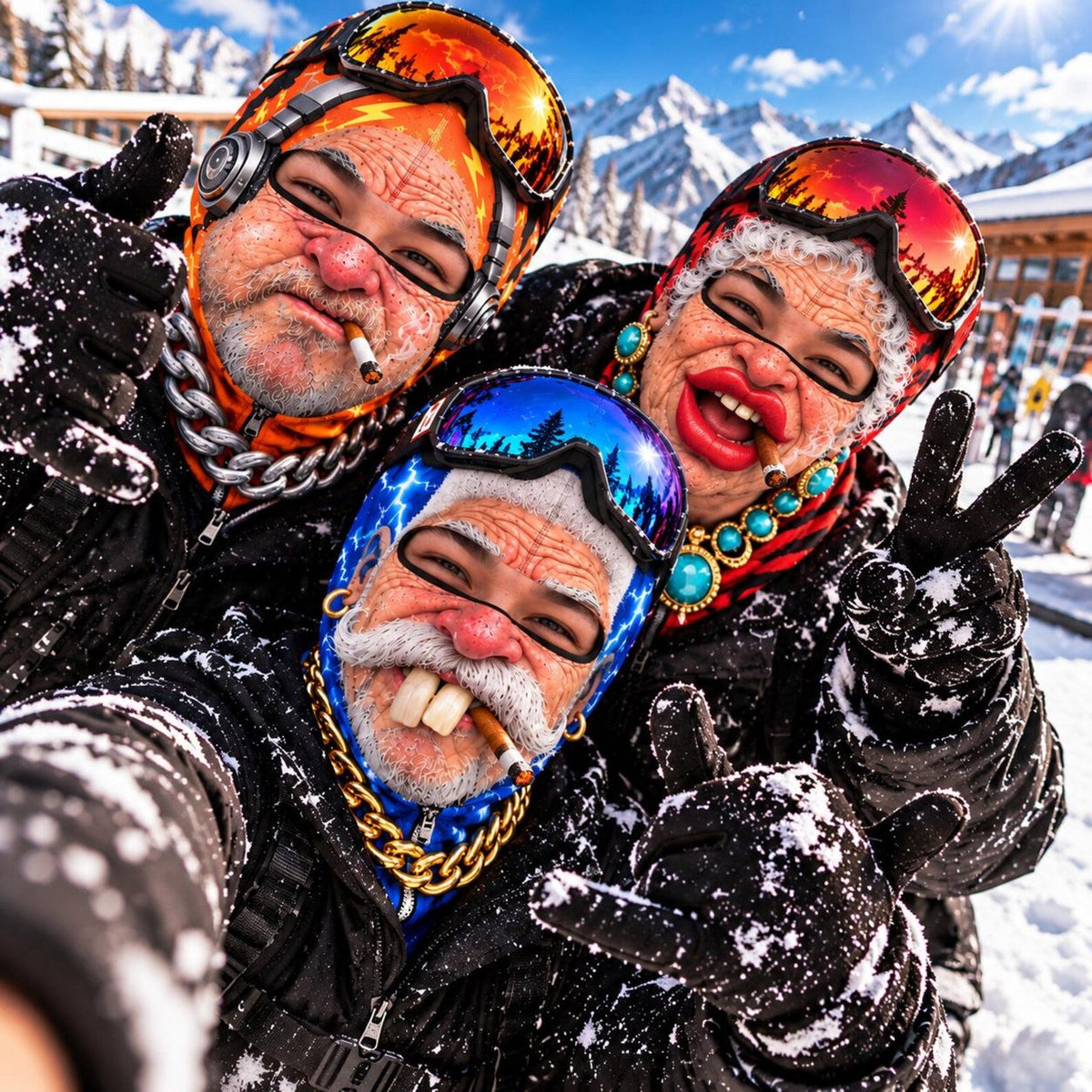 MollyTee Funny Hip Hop Grandpa Grandma Ski Mask (5 Faces)