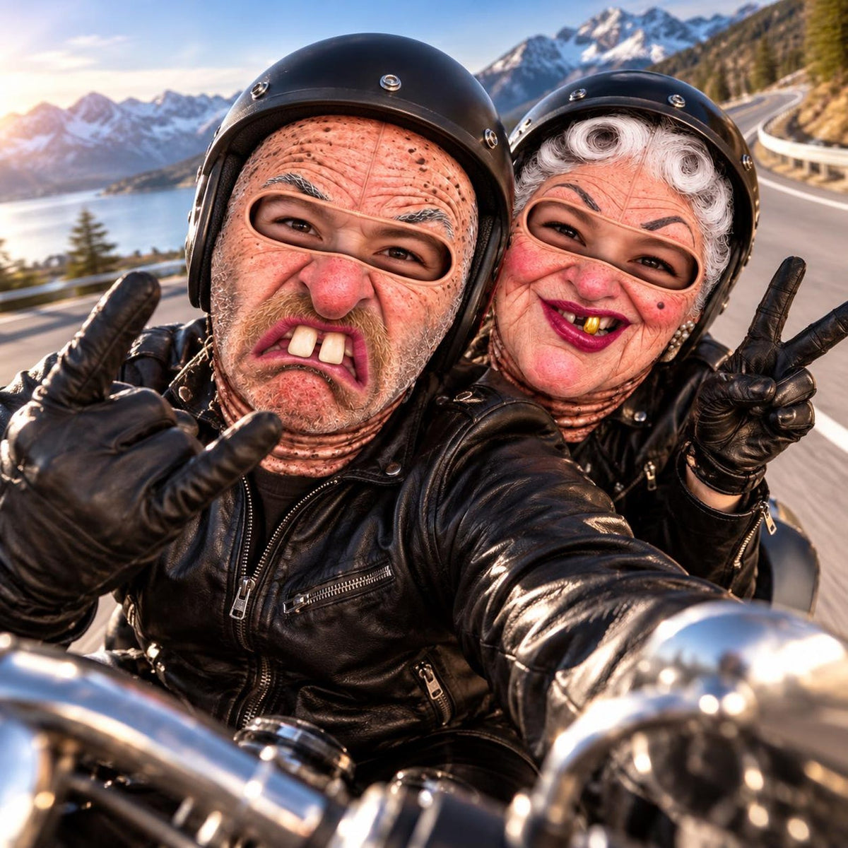 MollyTee Funny Grandpa Grandma Motobiker Ski Face Balaclava (5 faces)