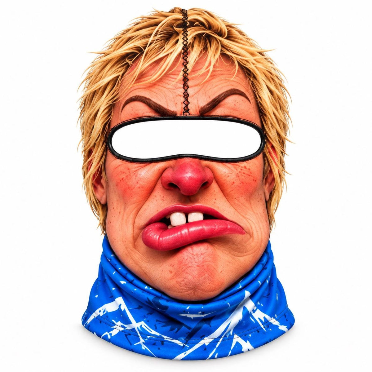 MollyTee Funny Ugly Face Ski Mask Crazy Missing Teeth Big Lips Curly Mustache Grumpy Grandma & Tongue Out Expressions Full Face Balaclava (10 faces)