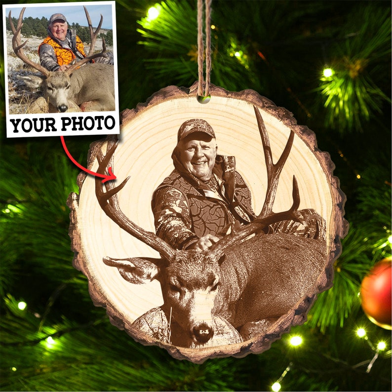 MollyTee Custom Photo Deer Hunting Ornament Gift for Deer Hunter - image 3