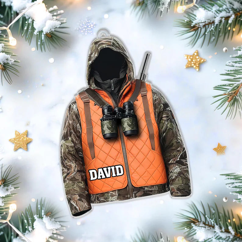 MollyTee Personalized Orange Safety Vest Deer Hunter Outfit Christmas 3D-Look Ornament, Custom Holiday Tree Decor, Perfect Gift for Hunter - image 3