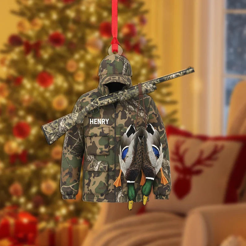 MollyTee Personalized Camo Hunter Coat with Rifle And Ducks Christmas 3D-Look Ornament, Custom Holiday Tree Decor, Perfect Gift for Hunter - image 2
