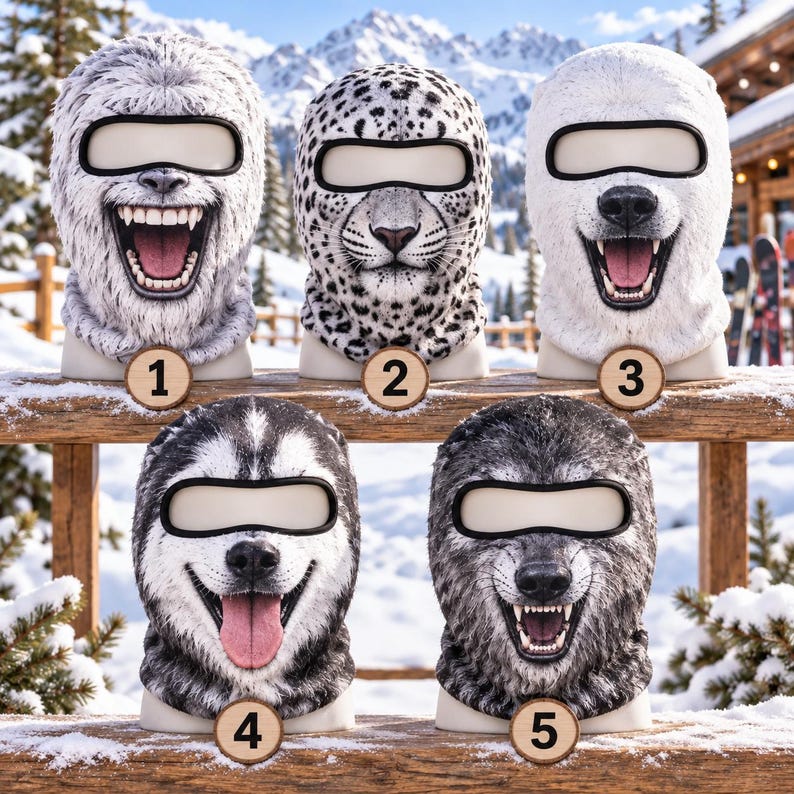 MollyTee Funny Animal Winter Mask Balaclava Face Mask (5 animals)