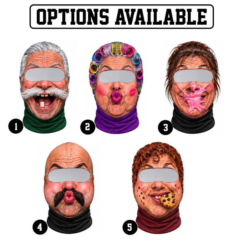 MollyTee Funny Face Frosty Beard Mustache Mask Balaclava (5 faces)