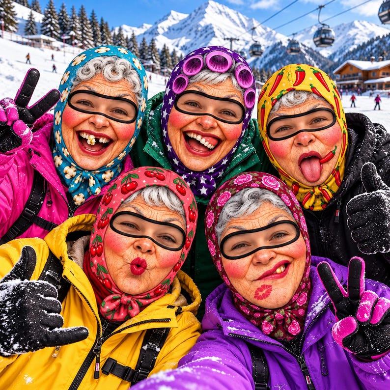 MollyTee Funny Grandma Balaclava Face Mask (5 Faces)